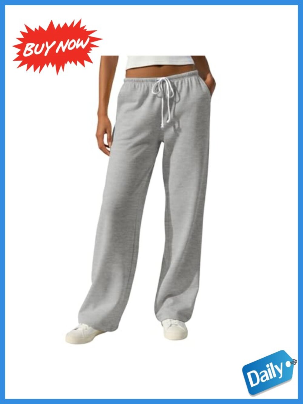 Wide Leg Sweatpants 100% Cotton Drawstring Loungewear